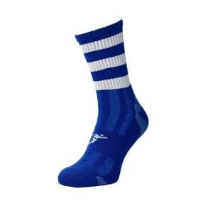 Image of Precision Pro Hooped GAA Mid Socks Junior Royal/White - UK Size 3-6