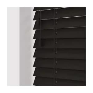 Image of 160cm Dark Walnut Faux Wood Venetian Blind With Strings (50mm Slats) Blind With Strings (50mm Slats)