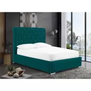 Image of Meripa Bed Double Plush Velvet Green