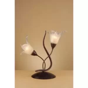 Image of Table Lamp Florida 2 Bulbs E14, brown / Black oxidized