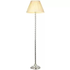 Image of Endon - Suki & Chatsworth Base & Shade Floor Lamp Bright Nickel Plate & Ivory Silk