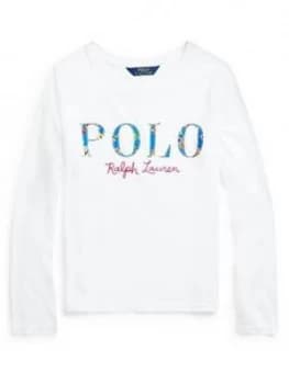 Image of Ralph Lauren Girls Long Sleeve Polo T-Shirt - White