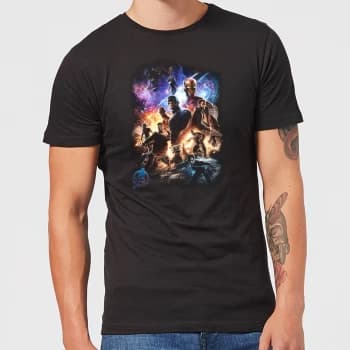 Image of Avengers Endgame Character Montage Mens T-Shirt - Black - XS - Black