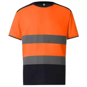 Image of Yoko Mens Two Tone Hi-Vis T-Shirt (4XL) (Orange/Navy)