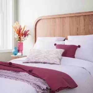 Image of Helena Springfield Ruffled Stripe Kingsize Duvet Cover Set, Lilac
