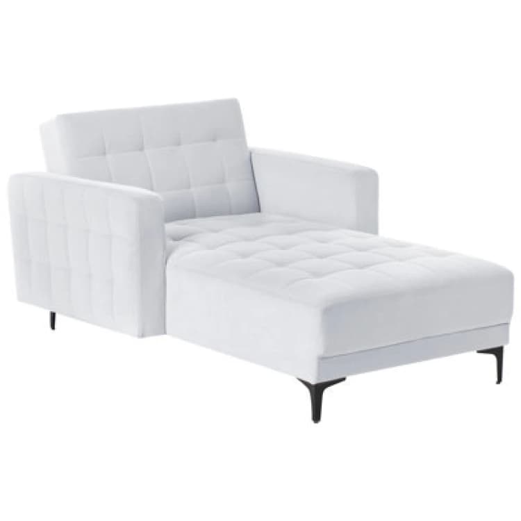 Image of Beliani Chaise Longue Aberdeen Velvet Light Grey