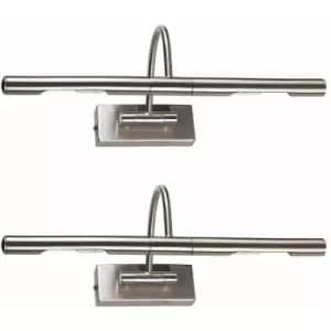 Image of Minisun - 2 x Adjustable Twin Picture Wall Lights - Brushed Chrome