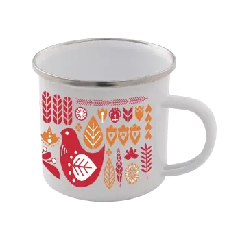Image of Colourful Scandi Enamel Mug - White
