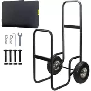 Image of VEVOR Firewood Cart, 220 lbs Weight Capacity, Wood Carrier with Wheels, Binding Rope and Water-proof Tarp, Utility Log Rack for Storage and Move, Doll