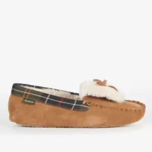 Image of Barbour Womens Darcie Suede Mocassin Slippers - Tan - UK 6
