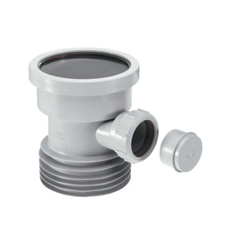 Image of McAlpine DC1-GR-BO Grey 4"/110mm Drain Connector with Boss Grey