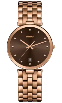 Image of RADO Florence Diamonds Quartz Rose Gold PVD Plated Brown Watch
