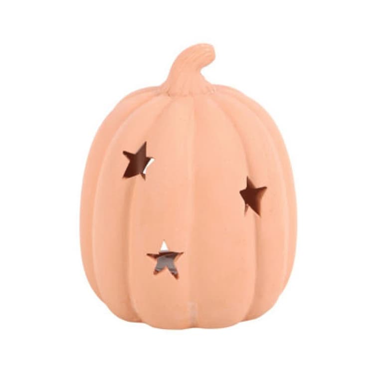 Image of Something Different Something Different Terracotta Pumpkin Halloween Tea Light Holder in Orange Orange One Size Unisex 5063527834195