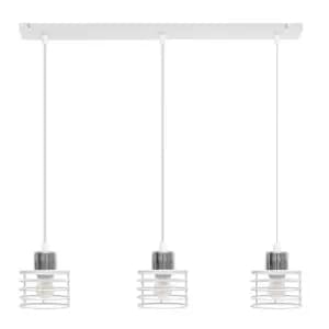Image of Edison Straight Bar Pendant Ceiling Light White, Chrome 65cm