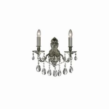 Image of Gioconda 2 Light Indoor Candle Wall Light Silver with Crystals, E14