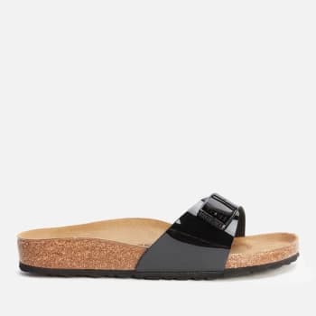 Image of Birkenstock Womens Madrid Slim Fit Single Strap Sandals - Patent Black - UK 4.5