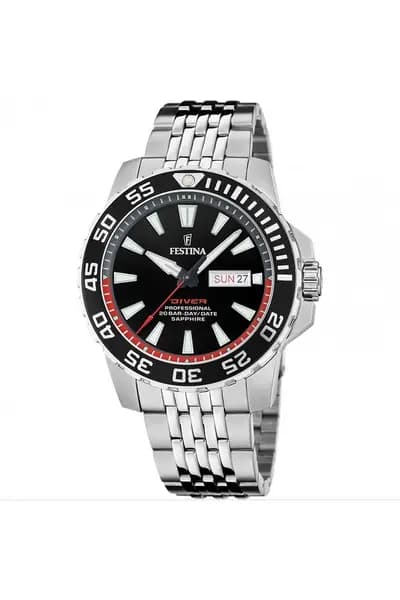 Image of Festina Diver Stainless Steel Classic Analogue Quartz Watch - F20661/3 Black