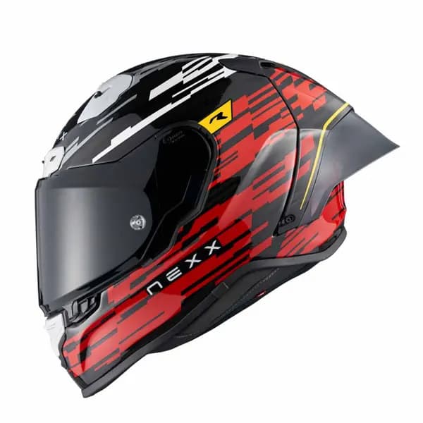 Image of Nexx X.R3R Glitch Racer Red White Full Face Helmet Size M