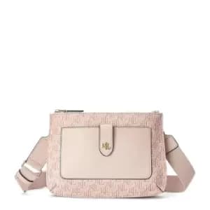 Image of Lauren by Ralph Lauren Coated Canvas Medium Jamey Crossbody Bag - Pink