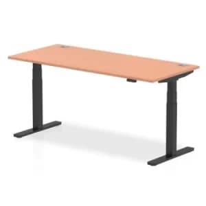 Image of Air 1800 x 800mm Height Adjustable Desk Beech Top Cable Ports Black Leg
