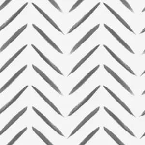 Image of Holden Chevron Brush Marks Black & White Wallpaper