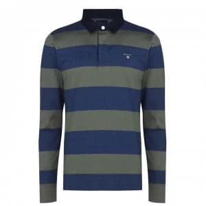 Image of Gant Bar Stripe Rugger Polo Shirt - Olive 358