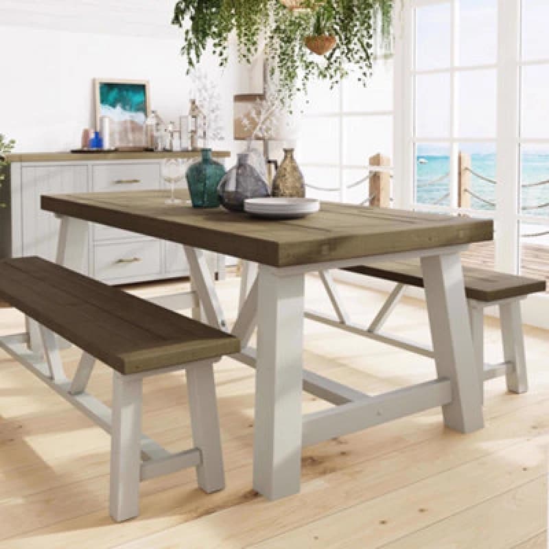 Image of FWStyle 2M Handmade Solid Reclaimed Truffle Pine Large Dining Table Brown