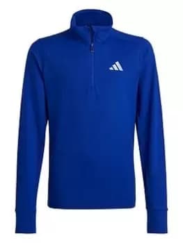 Image of Boys, adidas Unisex Junior Run Icons Reflective 1/2 Zip Top - Blue Size 9-10 Years