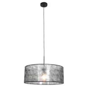 Image of Sparkled Light Cylindrical Pendant Ceiling Light Matt Black, Grey Shade