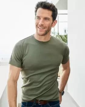 Image of Cotton Traders Short Sleeve Crew Neck Base Layer Top in Green