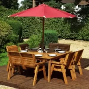Image of 8 Seater Square Table Set with Benches - Green Accessory Set - Green Accessory Set