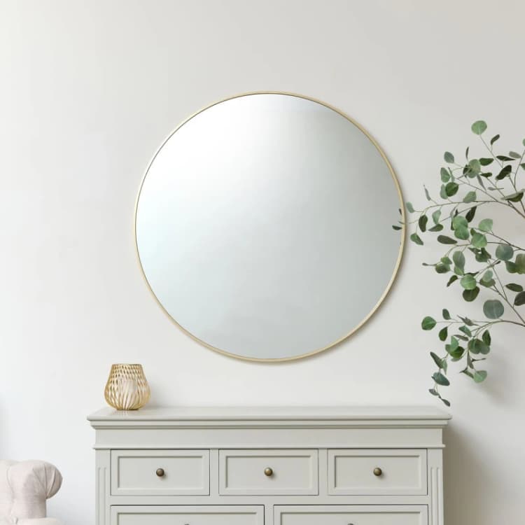 Image of Melody Maison Large Round Gold Mirror 100cm X 100cm Metallic Gold