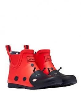 Image of Joules Girls Ladybird Short Wellies - Red, Size 9 Younger