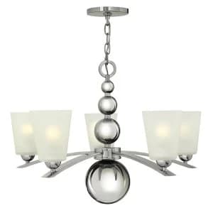Image of 5 Light Multi Arm Chandelier Polished Nickel Finish, E27