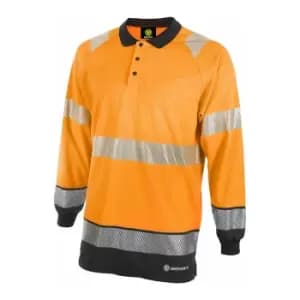 Image of Hivis two tone polo shirt l/s or/blk 3XL - Orange / Black - Orange / Black - Beeswift
