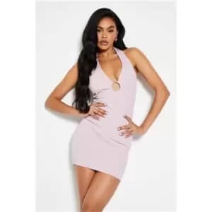 Image of I Saw It First Lilac Ring Detail Halter Neck Mini Dress - Purple