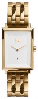 Image of MVMT Signature Square Gold Plated Steel Bracelet White Watch