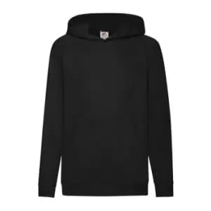 Image of Fruit Of The Loom Childrens Unisex Lightweight Hooded Sweatshirt / Hoodie (7-8) (Black)
