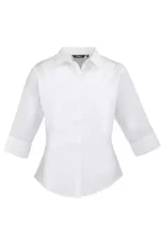 Image of 3 4 Sleeve Poplin Blouse Plain Work Shirt