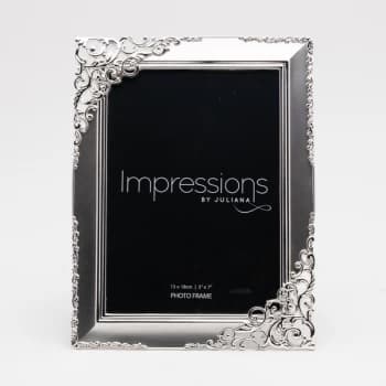 Image of 5" x 7" - Two Tone Silver Photo Frame with Ornate Filigree