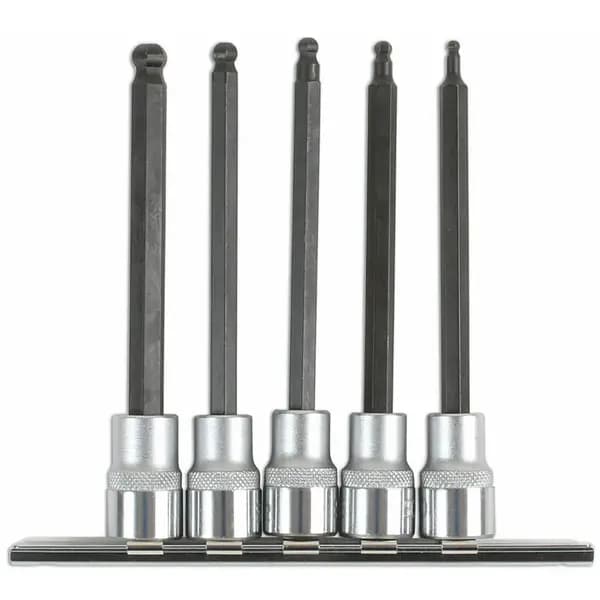 Image of LASER TOOLS Long Ball End Hex Socket Bit Set 3/8D 5pc 6765 - Laser Tools 5018341067656