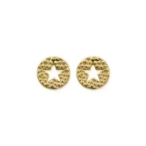 Image of ChloBo Sterling Silver Gold Plated Sparkle Star In Circle Earrings
