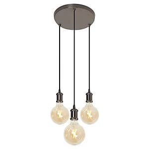 Image of 4lite WiZ Smart Triple Plate Blackened Silver Pendant with 3 x G125 E25 Vintage Lamps