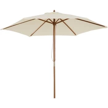 Image of 2.5m Wood Wooden Garden Parasol Sun Shade Patio Outdoor Umbrella Canopy New(Beige) - Outsunny