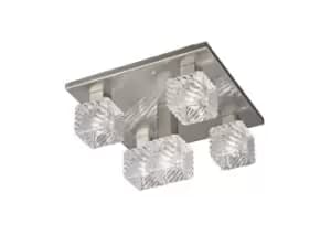 Image of Accor Ceiling Flush 5 Light G9, 230mm Square, Satin Nickel, Clear Glass