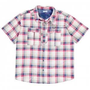 Image of Columbia Casacade Short Sleeve Shirt Mens - White/Blue