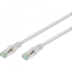Image of Digitus RJ45 Network cable, patch cable CAT 8.1 S/FTP 0.50 m Grey Flame-retardant, Metal foild shield, Braided shield, Shielded, Halogen-free, Twin sh