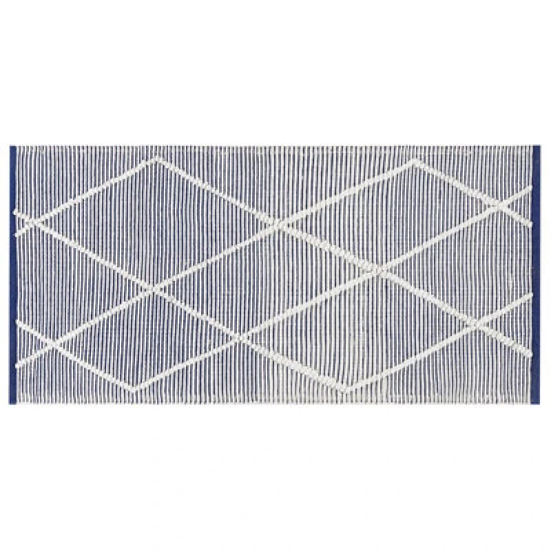 Image of Beliani Rug Synopa Blue 80 X 150 Cm Cotton