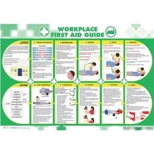 Image of Wallace Cameron Workplace First Aid Guide Poster Laminated Wall mountable 840 x 590mm