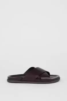 Image of Brown Leather Crossover Strap Sandals